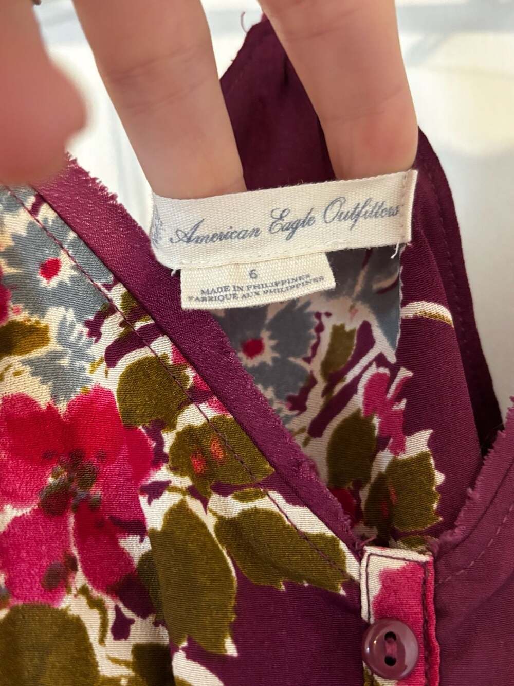 American Eagle Outfitters Purple Floral Tiered Button-Down Midi Dress Size 6 - Picture 2 of 7